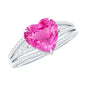 2 Carat Lab Created Pink Sapphire Heart Engagement Ring with Diamond