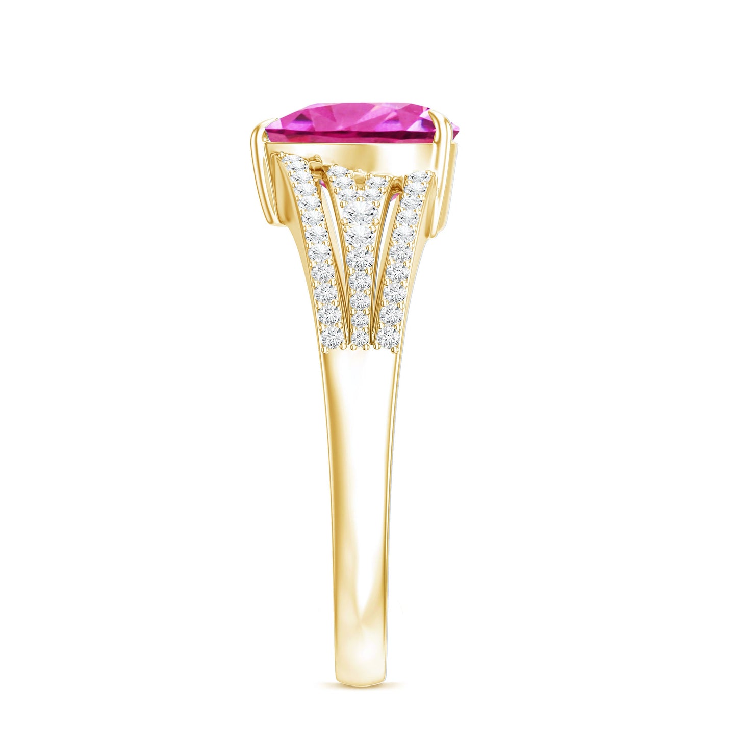 2 Carat Lab Created Pink Sapphire Heart Engagement Ring with Diamond