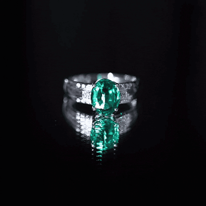 3 Carat Lab Grown Emerald Oval Engagement Ring with Diamond