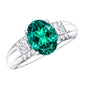 3 Carat Lab Grown Emerald Oval Engagement Ring with Diamond