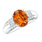 4 Carat Oval Lab Grown Orange Sapphire Statement Engagement Ring with Diamond
