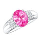 Lab Grown Pink Sapphire Oval Solitaire Engagement Ring with Diamond