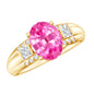 Lab Grown Pink Sapphire Oval Solitaire Engagement Ring with Diamond