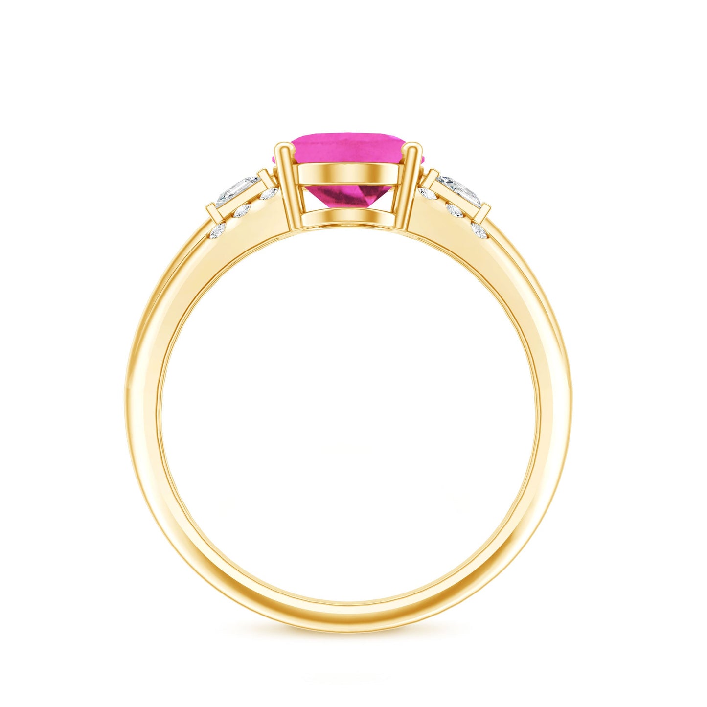 Lab Grown Pink Sapphire Oval Solitaire Engagement Ring with Diamond