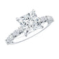Certified Princess Cut Moissanite Engagement Ring with Side Stones