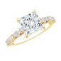 Certified Princess Cut Moissanite Engagement Ring with Side Stones