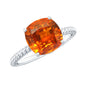 Certified 2.75 Carat Lab Grown Orange Sapphire Cushion Cut Engagement Ring with Diamond