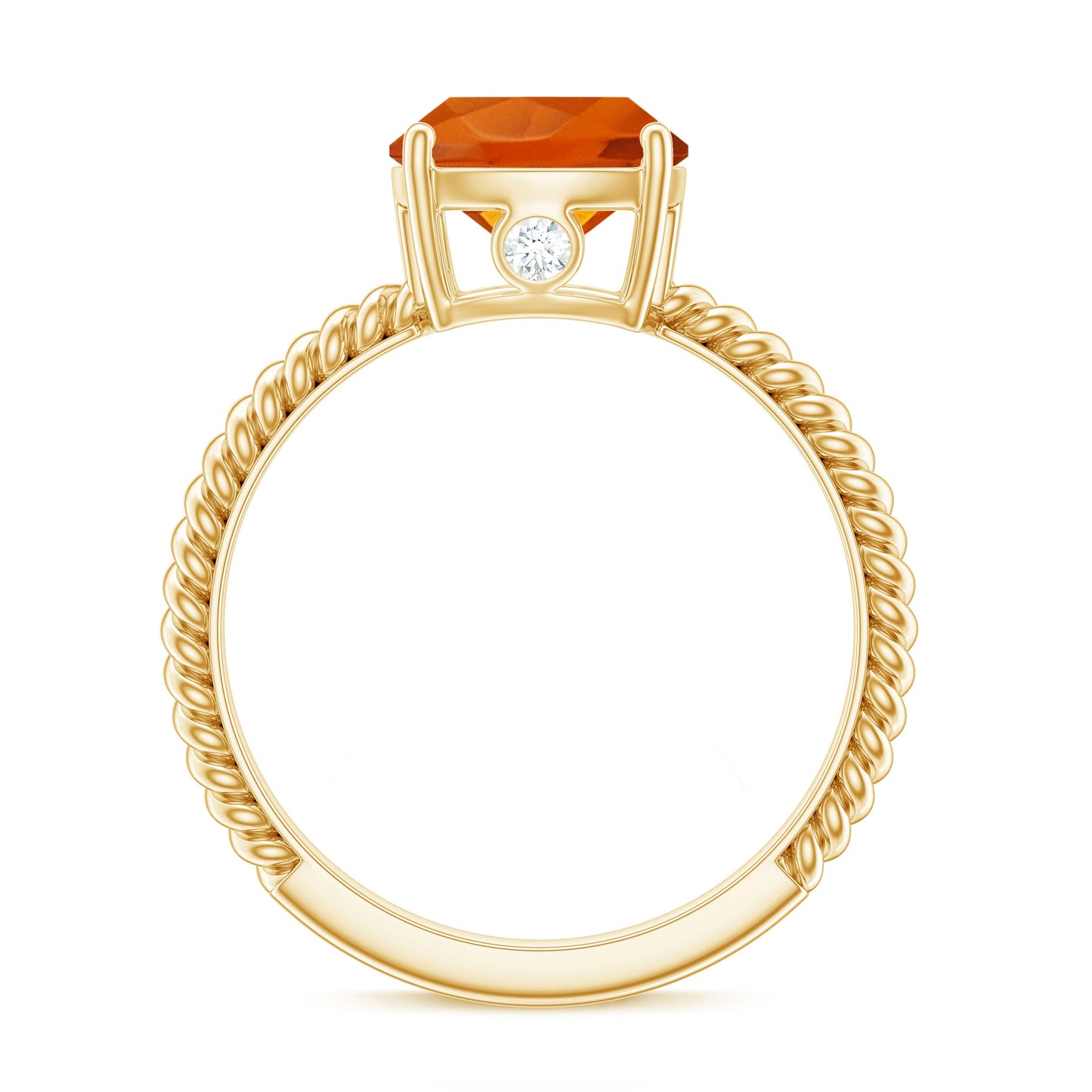 Certified 2.75 Carat Lab Grown Orange Sapphire Cushion Cut Engagement Ring with Diamond