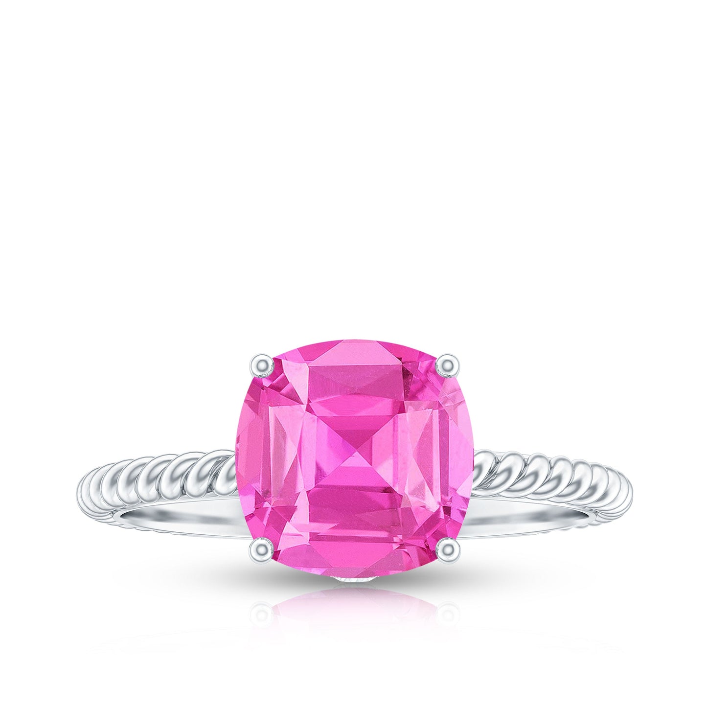 Created Pink Sapphire Solitaire Engagement Ring