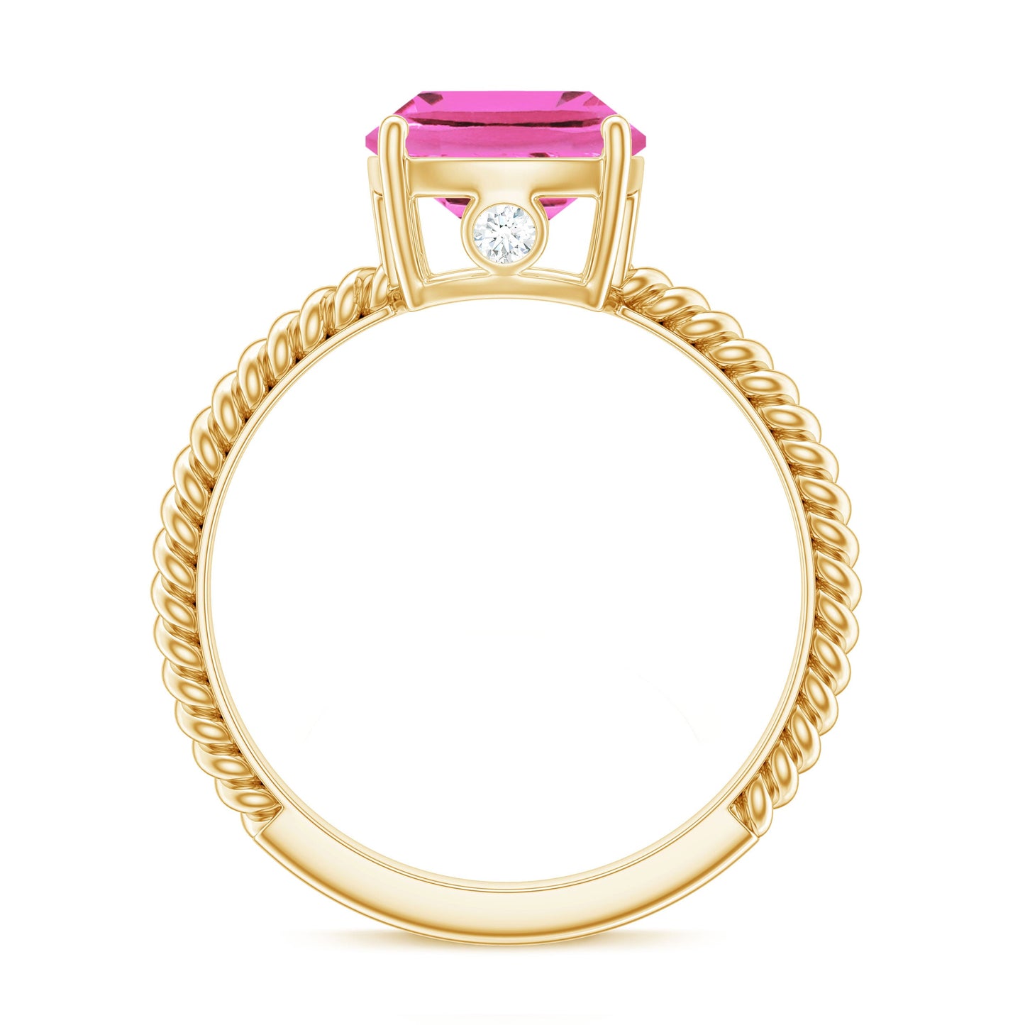 Created Pink Sapphire Solitaire Engagement Ring