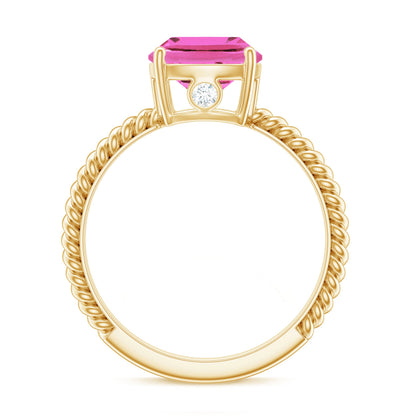 Created Pink Sapphire Solitaire Engagement Ring
