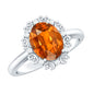 4 Carat Lab Grown Orange Sapphire Vintage Engagement Ring with Diamond
