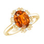4 Carat Lab Grown Orange Sapphire Vintage Engagement Ring with Diamond
