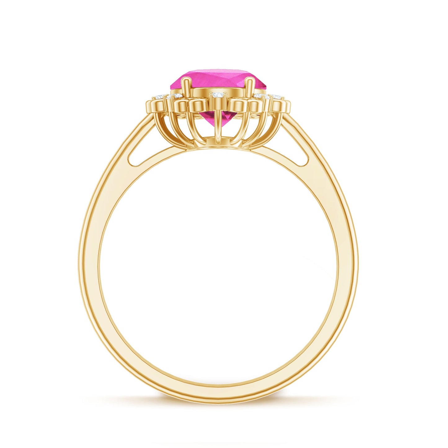 Vintage Style Lab Grown Pink Sapphire Oval Engagement Ring