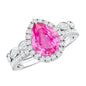 Lab Grown Pink Sapphire Pear Shaped Engagement Ring Set