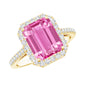 2.75 Carat Lab Grown Pink Sapphire Emerald Cut Engagement Ring with Diamond