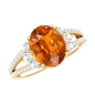 4 Carat Oval Lab Grown Orange Sapphire Engagement Ring with Diamond Split Shank