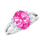 Certified 4 Carat Lab Created Pink Sapphire Oval Engagement Ring With Diamond