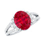 Certified 4 Carat Lab Grown Ruby Oval Engagement Ring With Diamond