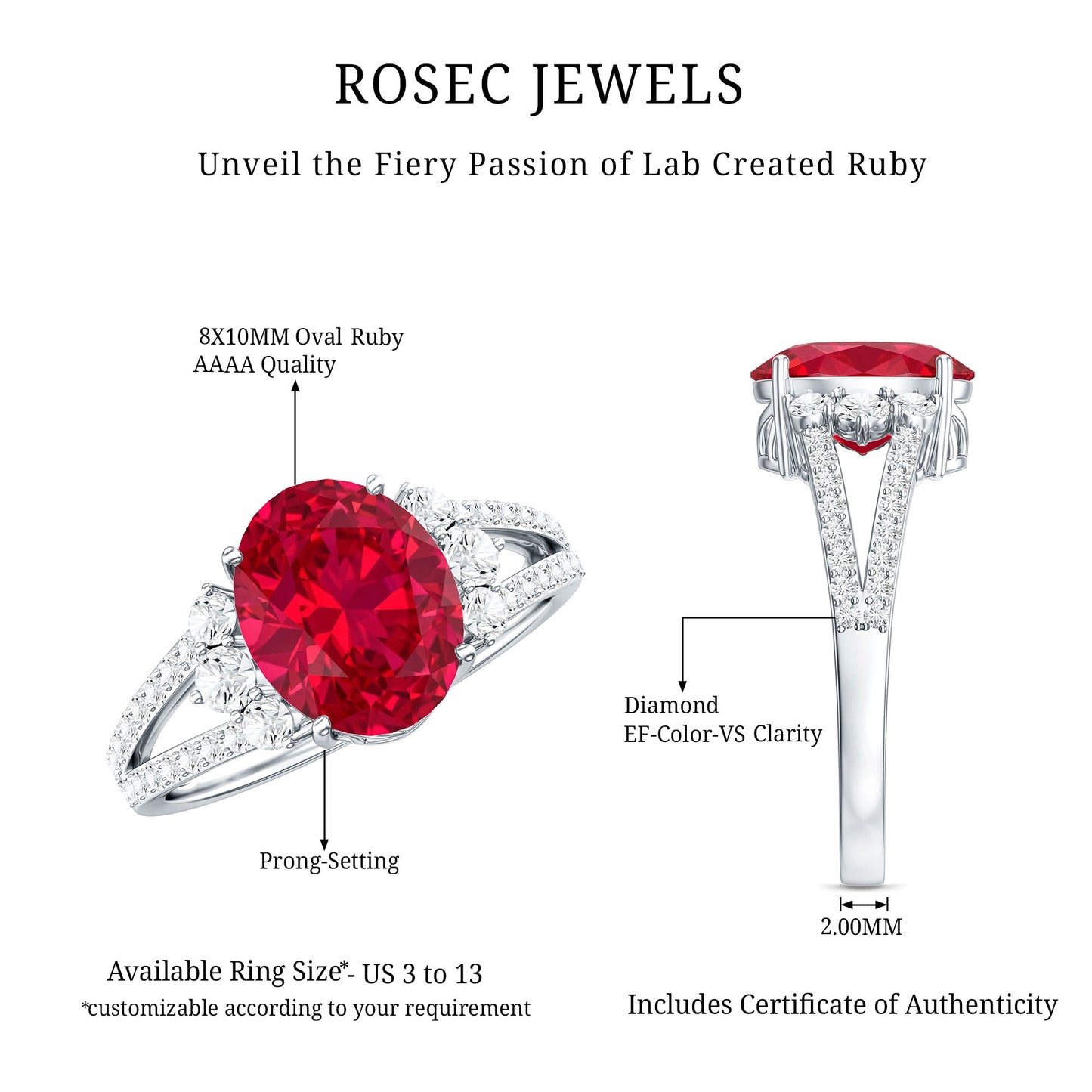 Certified 4 Carat Lab Grown Ruby Oval Engagement Ring With Diamond