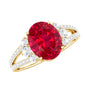 Certified 4 Carat Lab Grown Ruby Oval Engagement Ring With Diamond