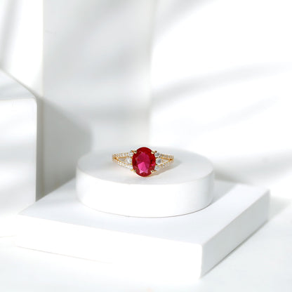 Certified 4 Carat Lab Grown Ruby Oval Engagement Ring With Diamond
