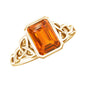 1.75 Carat Emerald Cut Lab Grown Orange Sapphire Diamond Bezel Set Engagement Ring