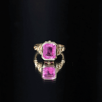 2.7 carat Emerald Cut Lab Created Pink Sapphire Celtic Engagement Ring