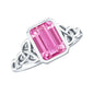 2.7 carat Emerald Cut Lab Created Pink Sapphire Celtic Engagement Ring