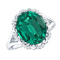 Vintage Looking 5 Carat Lab Created Emerald Engagement Ring with Diamond