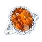 Certified 6 Carat Lab Grown Orange Sapphire Oval Engagement Ring with Diamond