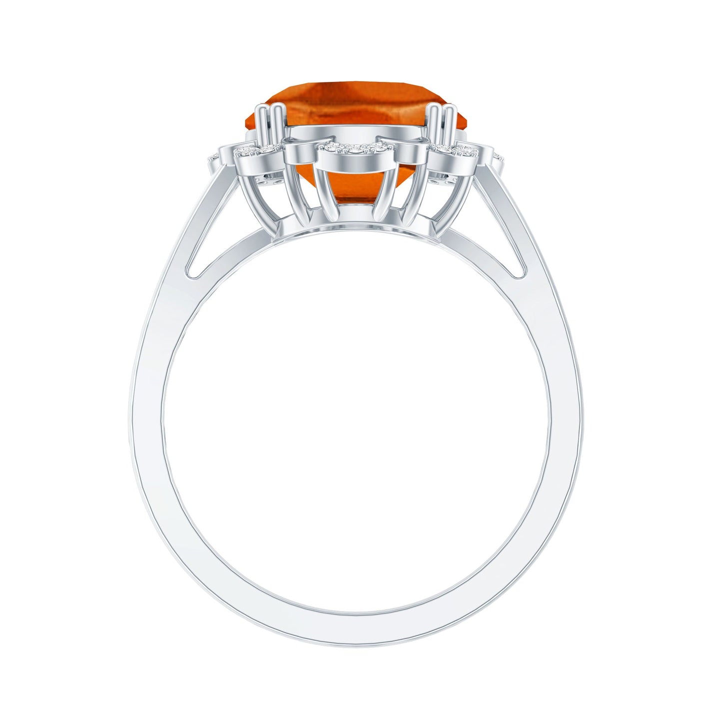 Certified 6 Carat Lab Grown Orange Sapphire Oval Engagement Ring with Diamond