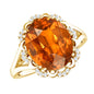 Certified 6 Carat Lab Grown Orange Sapphire Oval Engagement Ring with Diamond