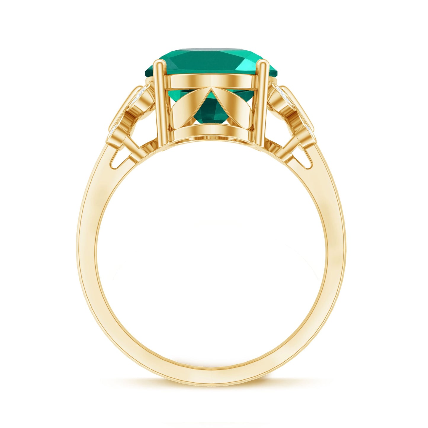 Certified 6 Carat Lab Grown Emerald Statement Engagement Ring with Diamond