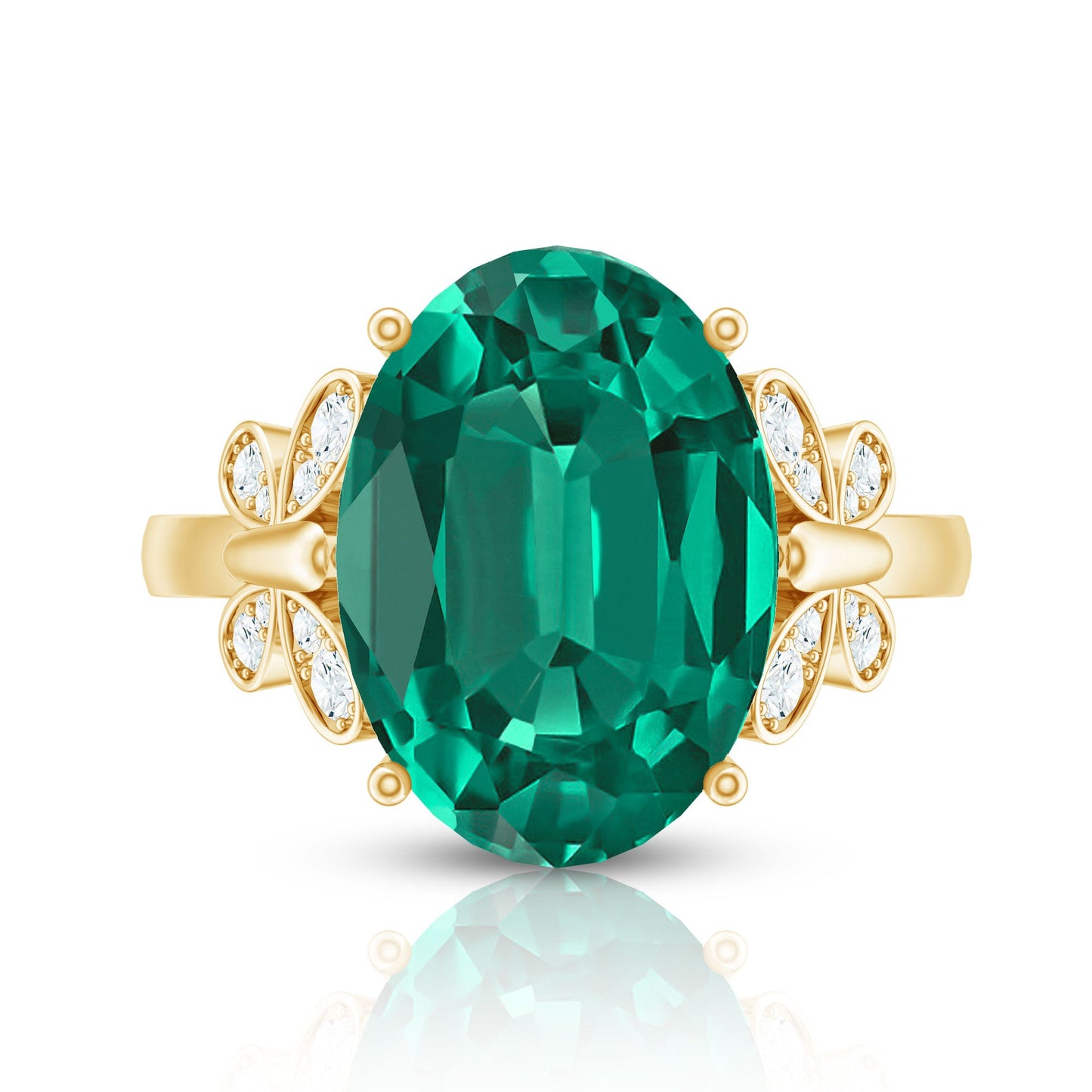 Certified 6 Carat Lab Grown Emerald Statement Engagement Ring with Diamond
