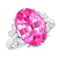 Created Pink Sapphire Oval Engagement Ring with Diamond