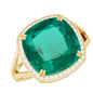 Certified 9 Carat Lab Grown Emerald Cushion Cut Engagement with Diamond Halo