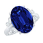 Certified Oval 6 Carat Lab Grown Blue Sapphire Statement Engagement Ring with Diamond