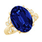 Certified Oval 6 Carat Lab Grown Blue Sapphire Statement Engagement Ring with Diamond