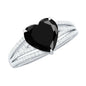Certified 2.4 Carat Lab Grown Black Diamond Heart Engagement Ring with White Diamond Split Shank