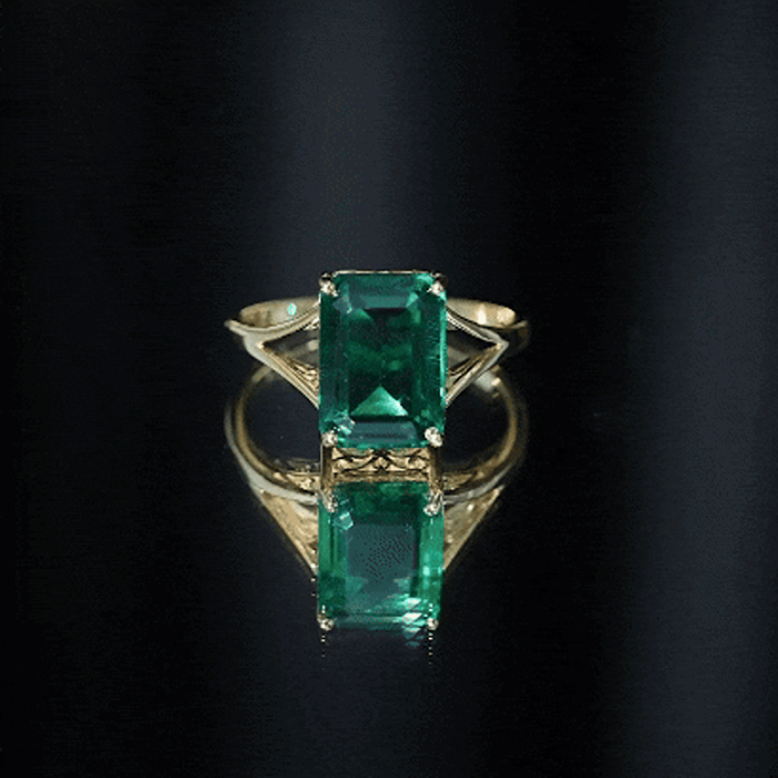 Lab Created Emerald Solitaire Engagement Ring