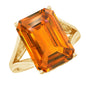 9 Carat Lab Grown Orange Sapphire Emerald Cut Engagement Ring with Split Shank