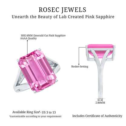 Solitaire Lab Grown Pink Sapphire Big Engagement Ring With Certificate