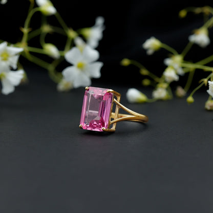 Solitaire Lab Grown Pink Sapphire Big Engagement Ring With Certificate