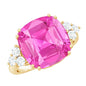 Lab Grown Pink Sapphire Solitaire Engagement Ring with Diamond Trio