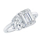 Pear and Emerald Cut Moissanite Toi Et Moi Engagement Ring