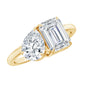 Pear and Emerald Cut Moissanite Toi Et Moi Engagement Ring