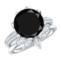 Nature Inspired 4.5 Carat Lab Grown Black and White Diamond Wedding Engagement Ring Set