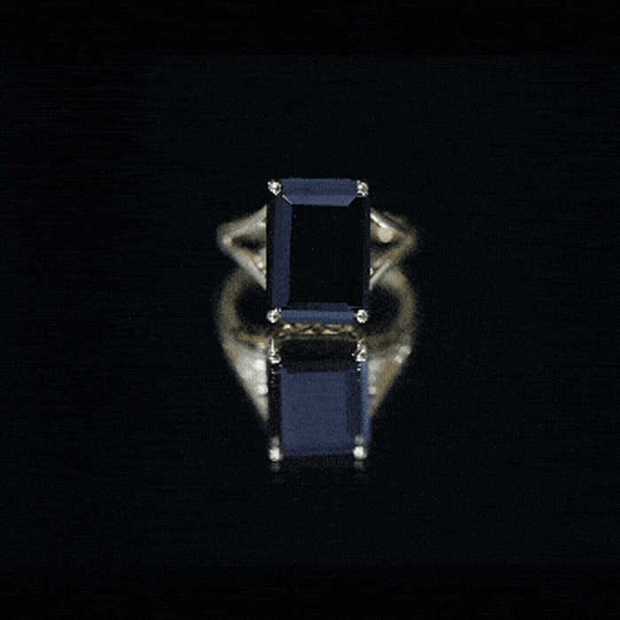 9 Carat Solitaire Lab Grown Black Diamond Emerald Cut Engagement Ring