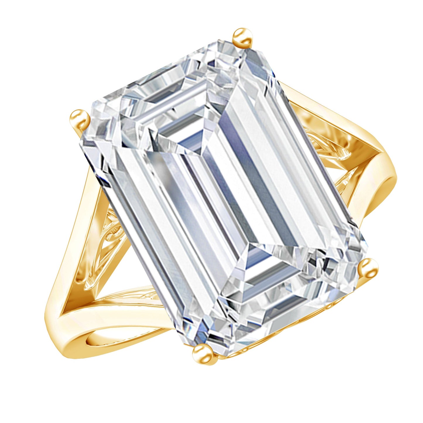 Certified 4.5 Carat Emerald Cut Moissanite Engagement Ring for Women